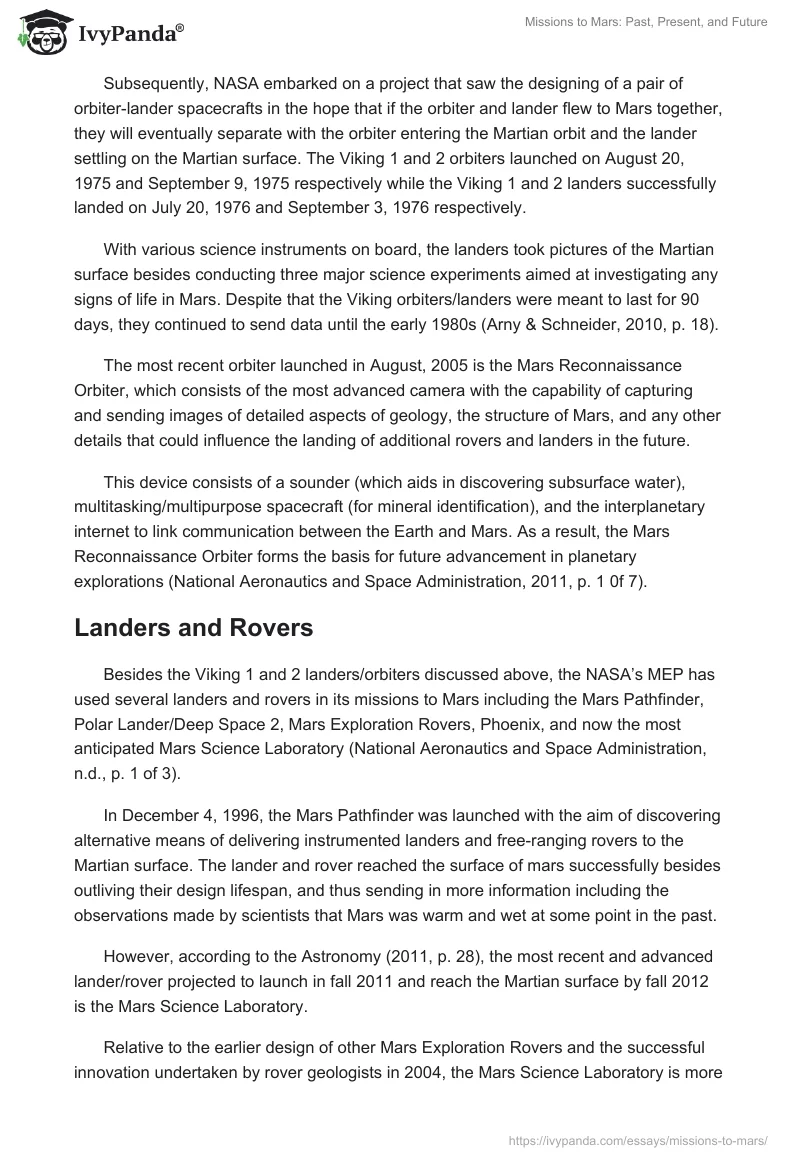 Missions to Mars: Past, Present, and Future. Page 3