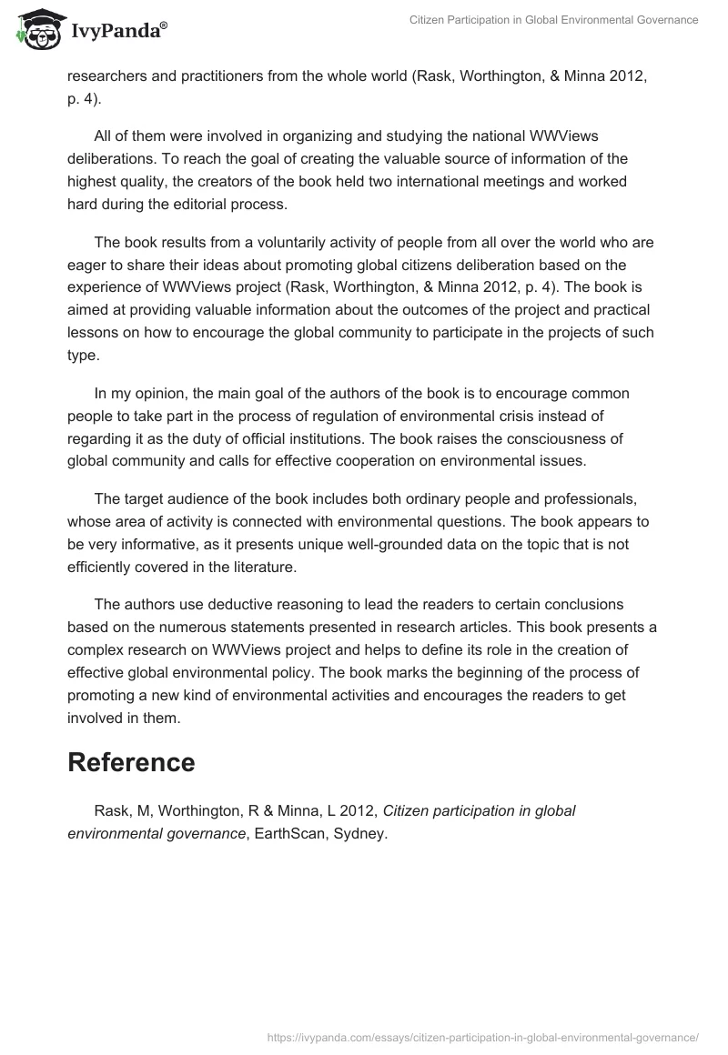 Citizen Participation in Global Environmental Governance. Page 2
