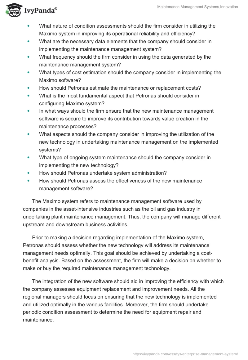 Maintenance Management Systems Innovation. Page 4