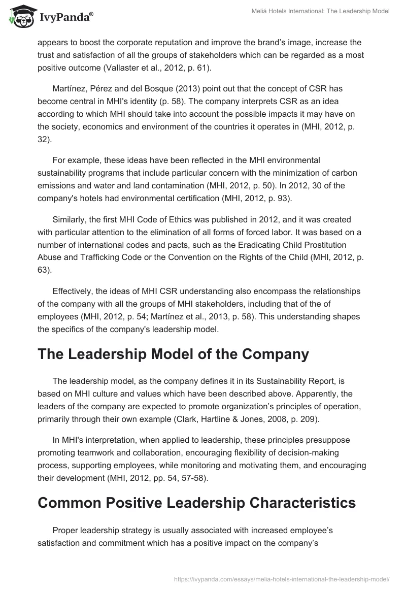Meliá Hotels International: The Leadership Model. Page 2