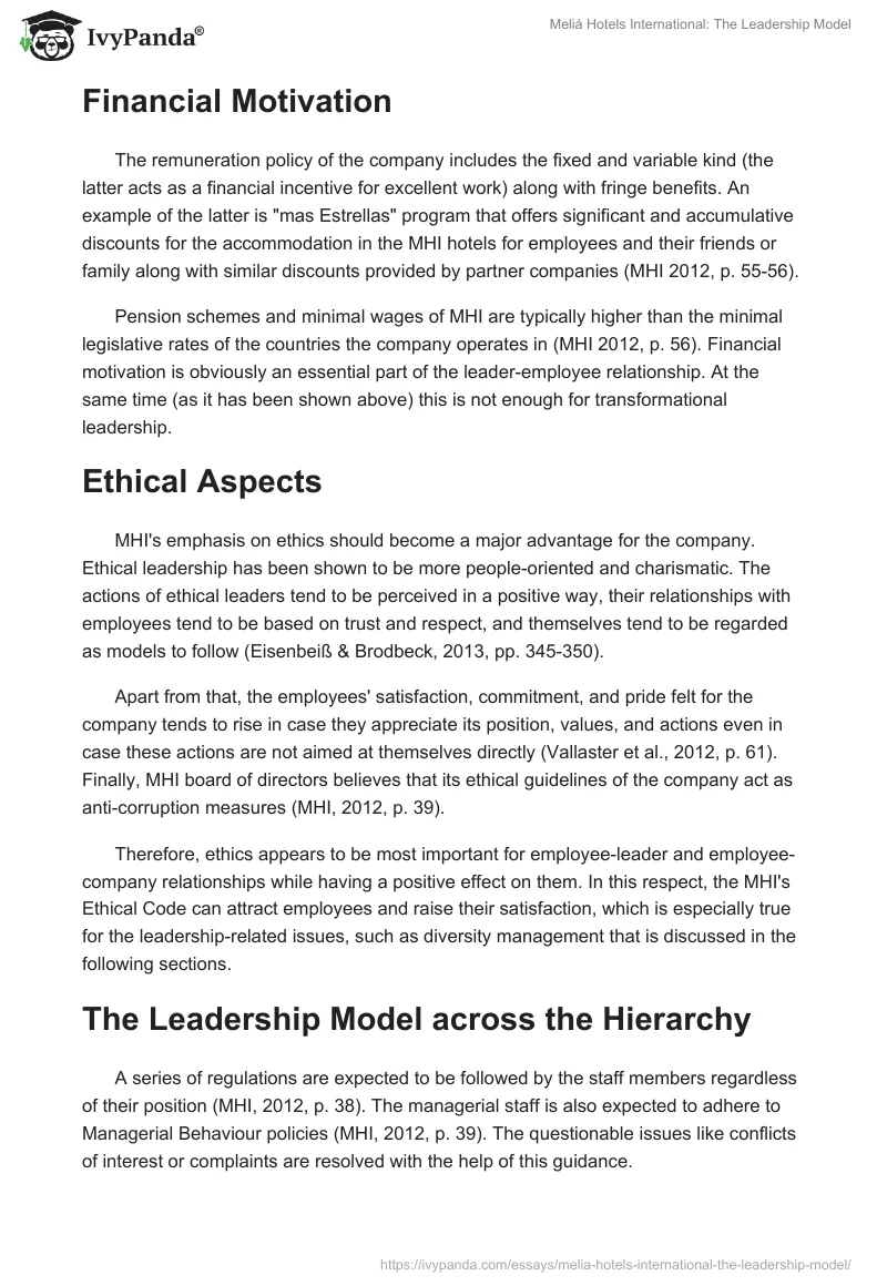 Meliá Hotels International: The Leadership Model. Page 4