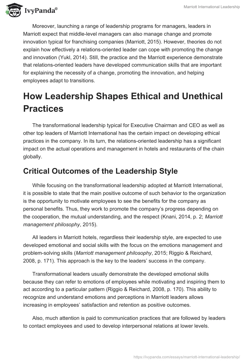 Marriott International Leadership. Page 3