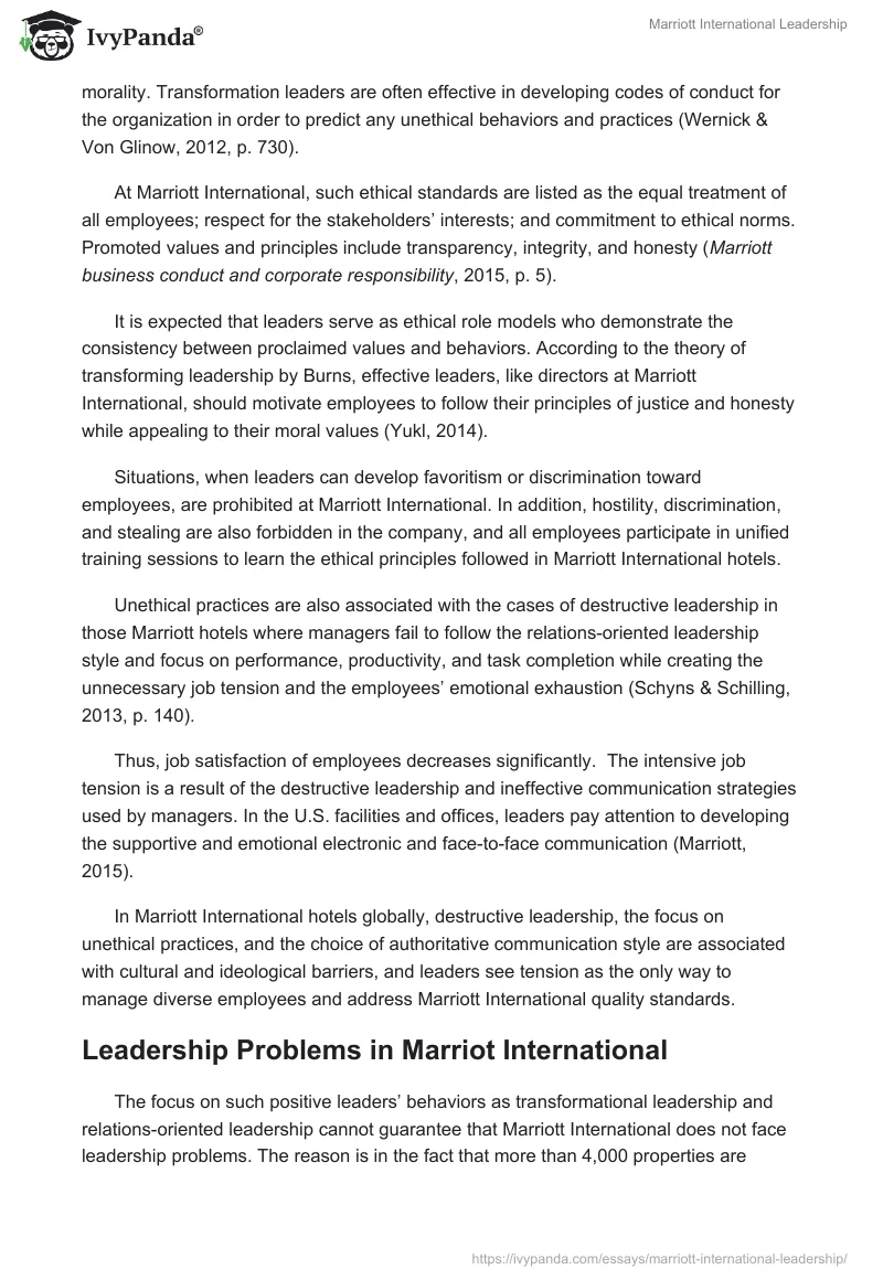 Marriott International Leadership. Page 5