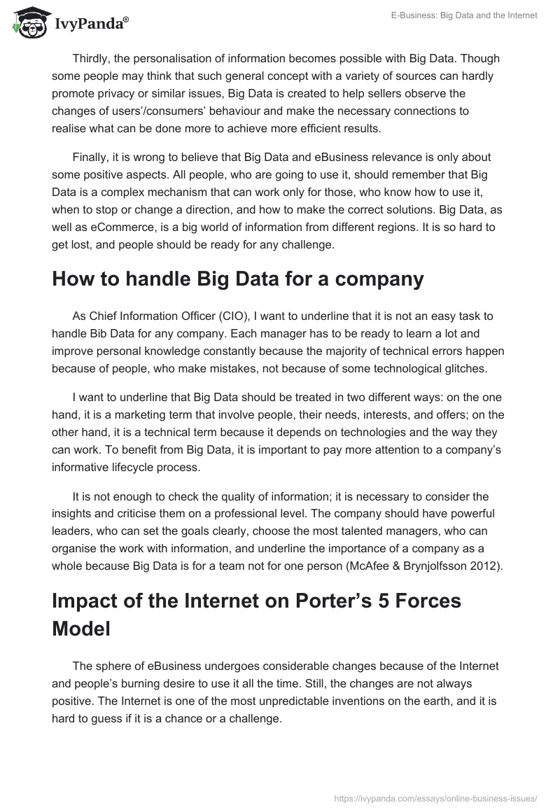 E-Business: Big Data and the Internet. Page 2