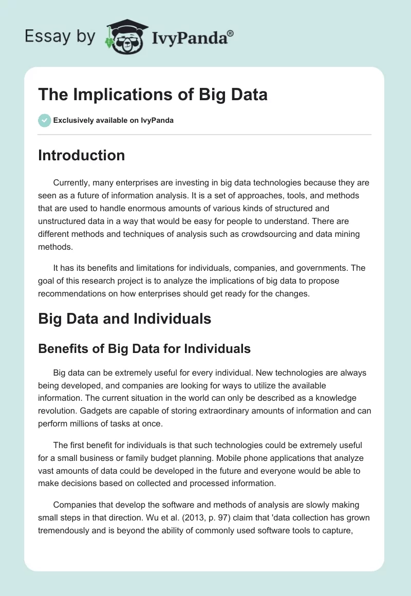 The Implications of Big Data. Page 1