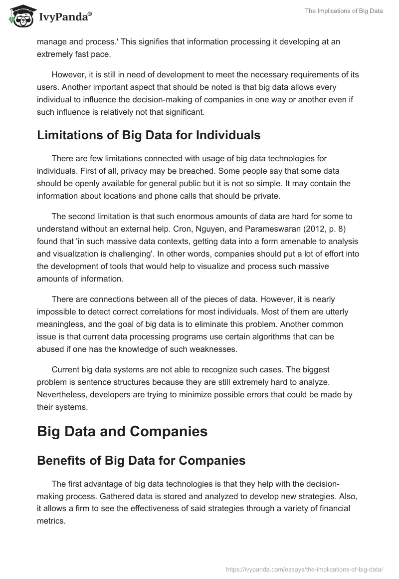 The Implications of Big Data. Page 2
