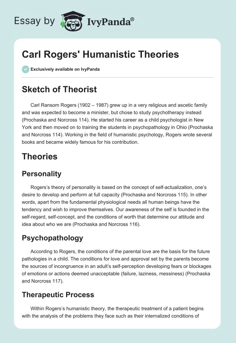 Carl Rogers' Humanistic Theories. Page 1