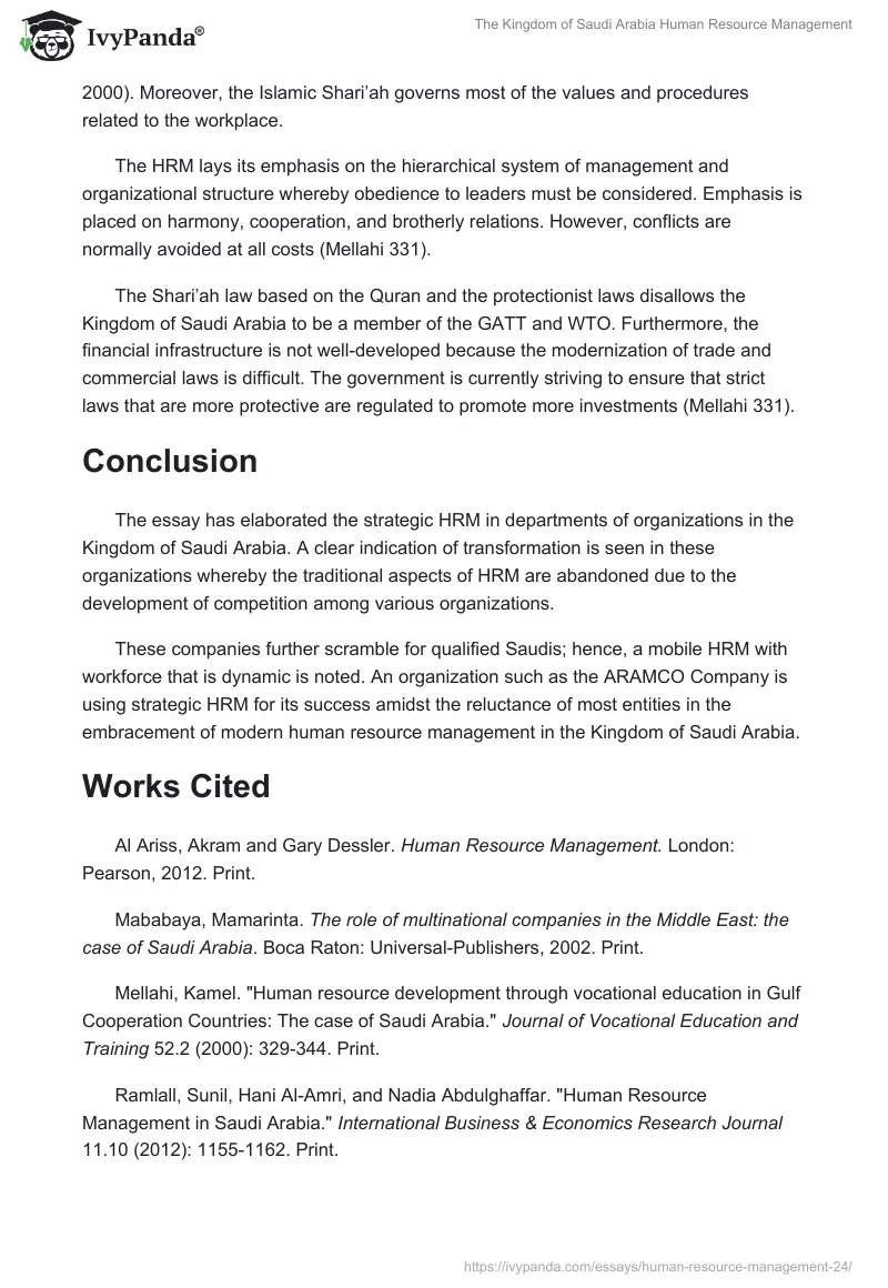 The Kingdom of Saudi Arabia Human Resource Management. Page 5