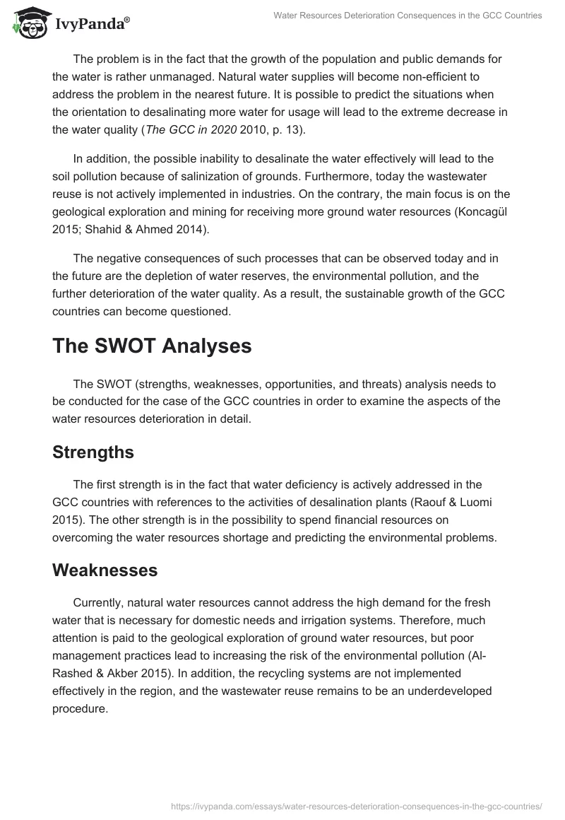 Water Resources Deterioration Consequences in the GCC Countries. Page 3