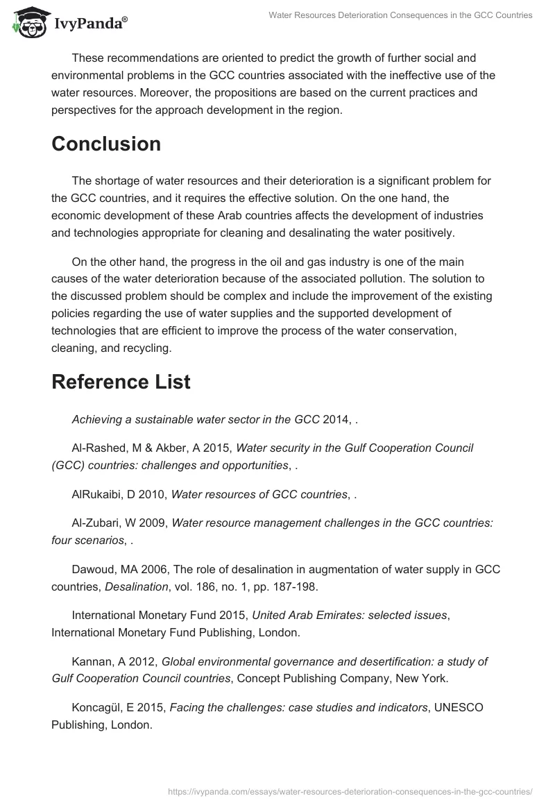 Water Resources Deterioration Consequences in the GCC Countries. Page 5