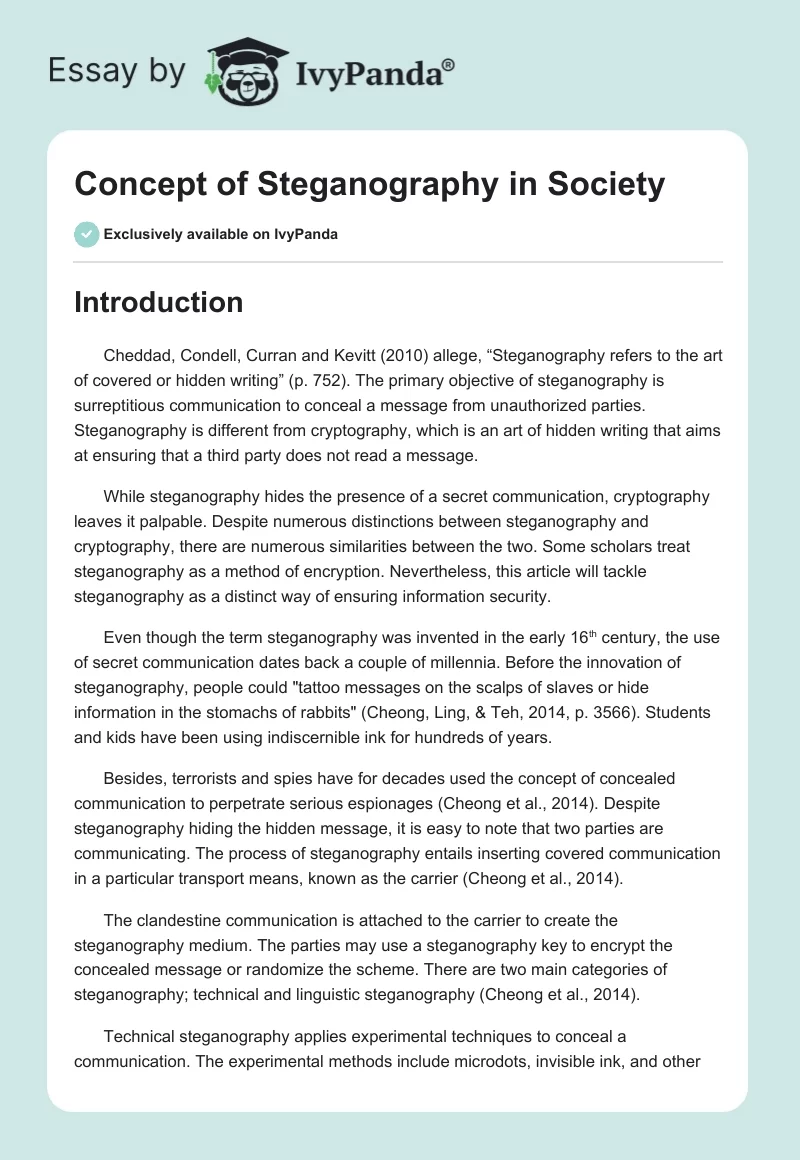 Concept of Steganography in Society. Page 1