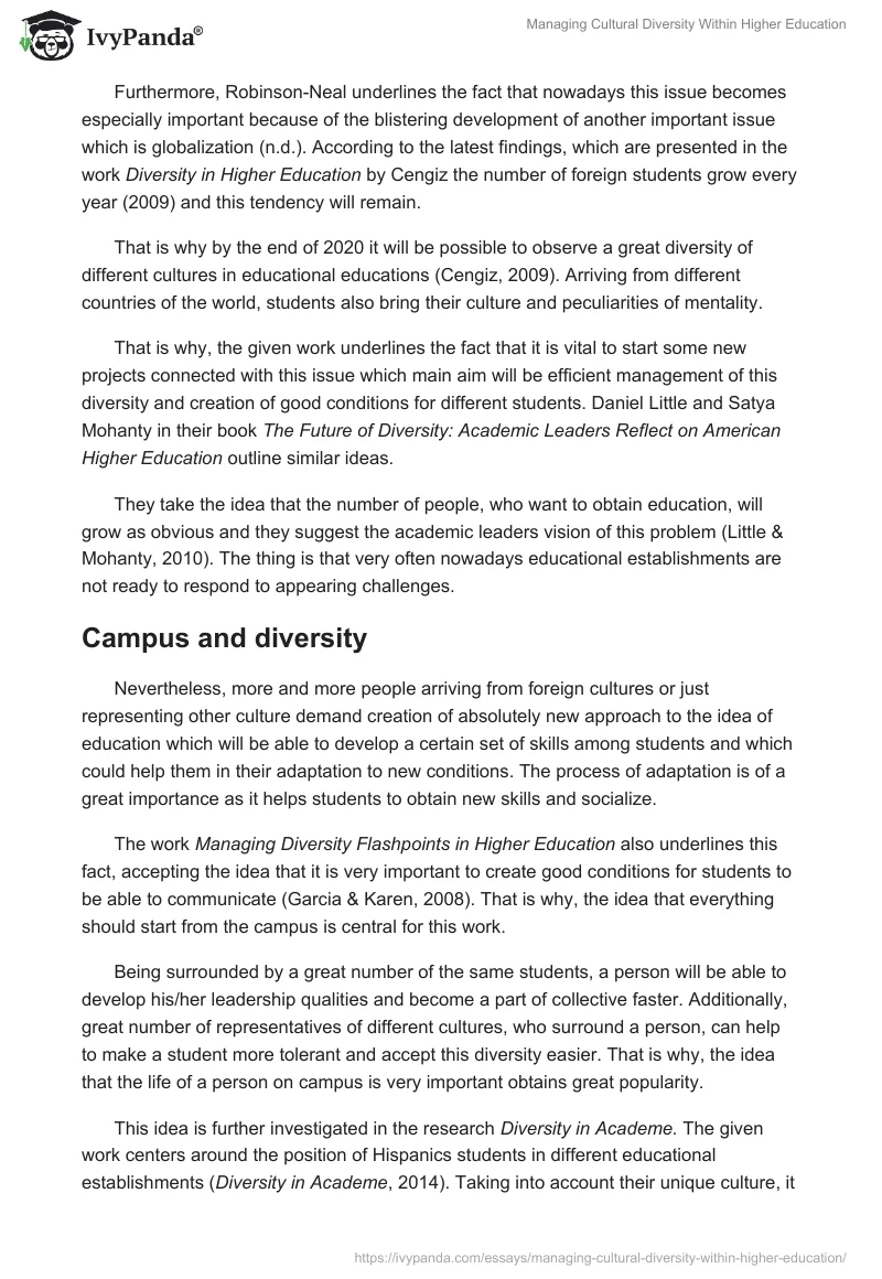 Managing Cultural Diversity Within Higher Education. Page 2