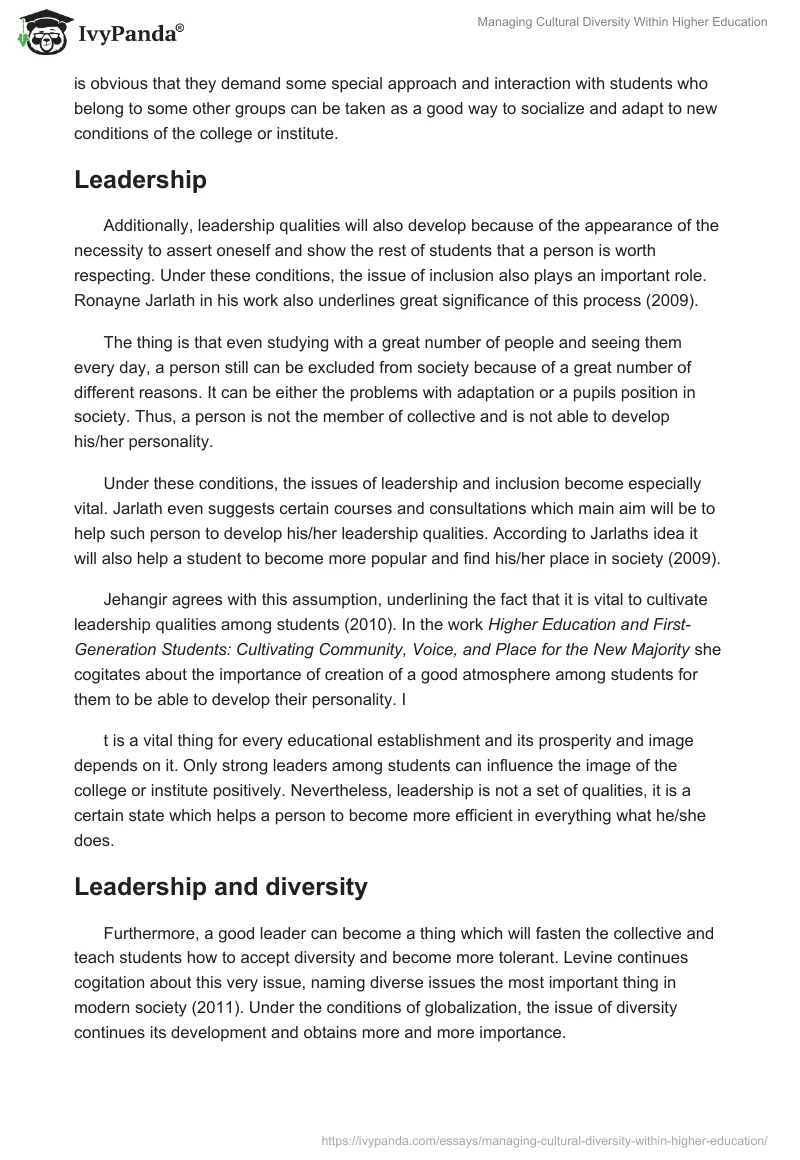 Managing Cultural Diversity Within Higher Education. Page 3