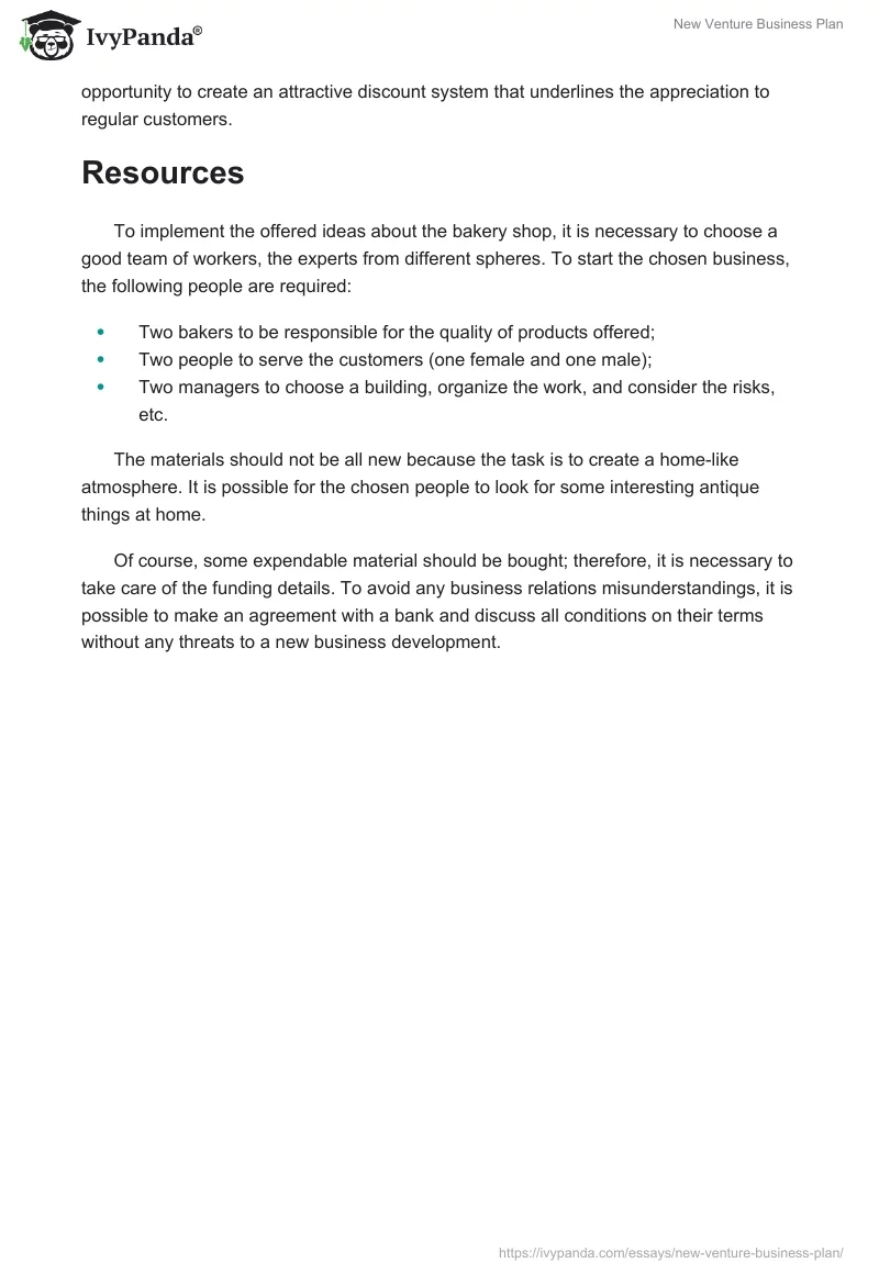 New Venture Business Plan. Page 2