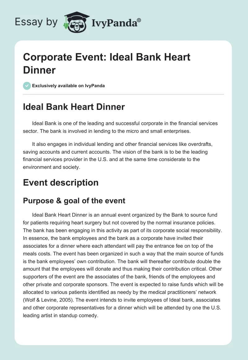 Corporate Event: Ideal Bank Heart Dinner. Page 1