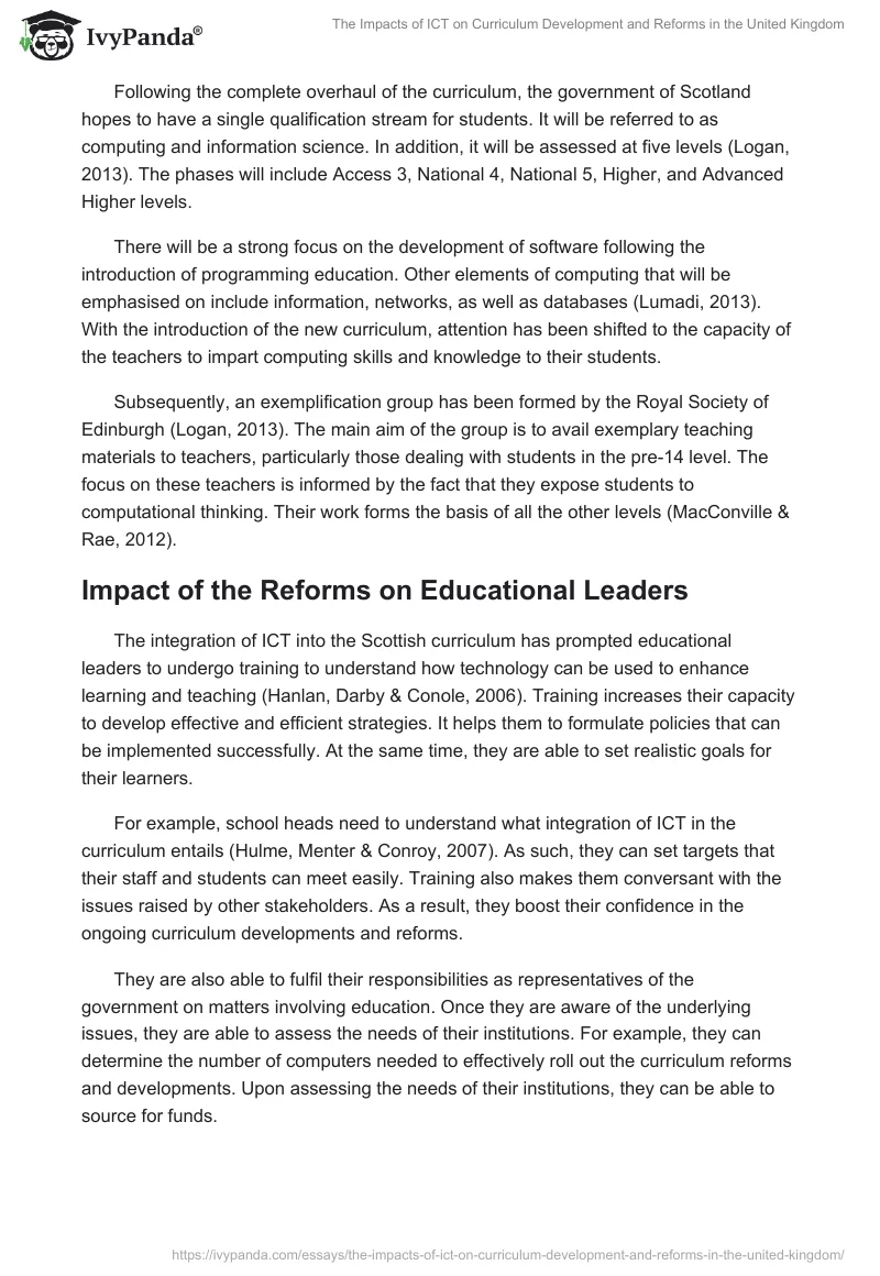 The Impacts of ICT on Curriculum Development and Reforms in the United Kingdom. Page 5