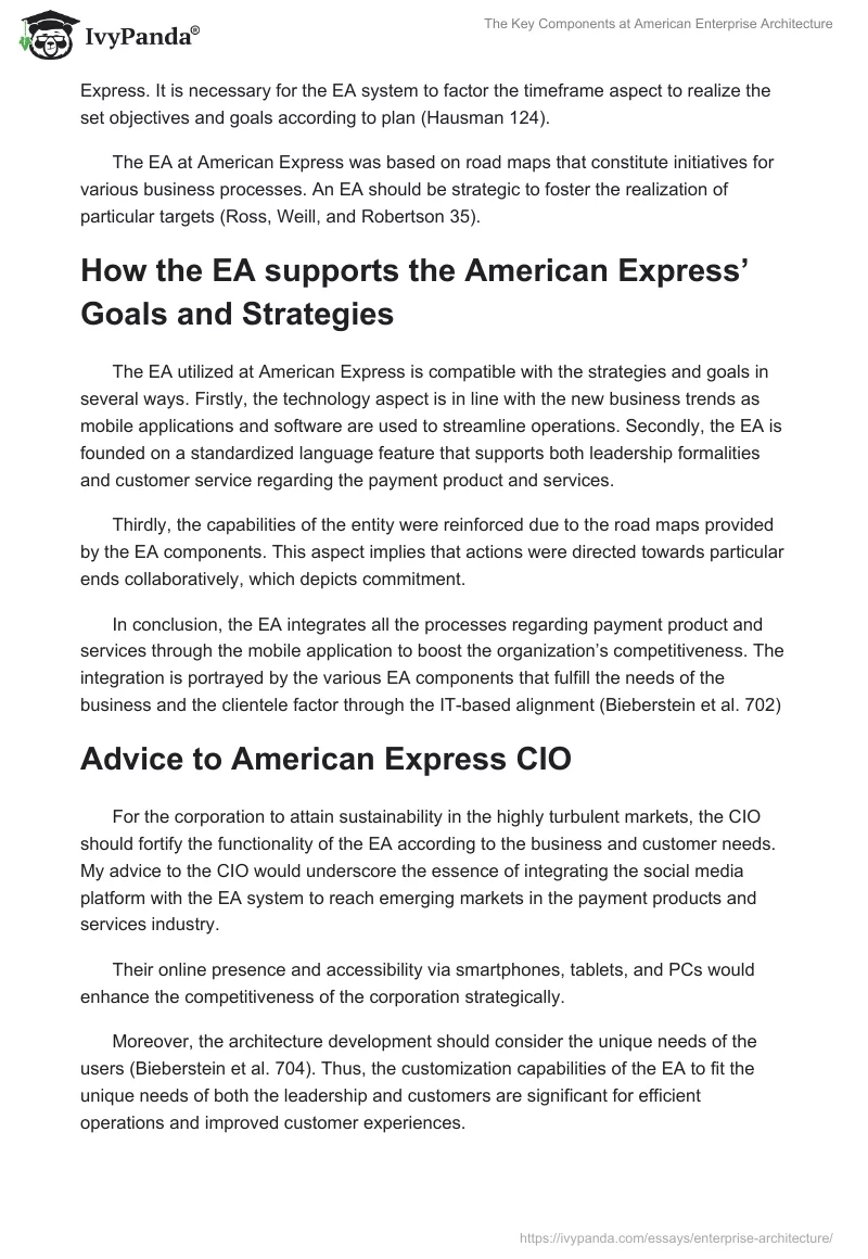 The Key Components at American Enterprise Architecture. Page 2