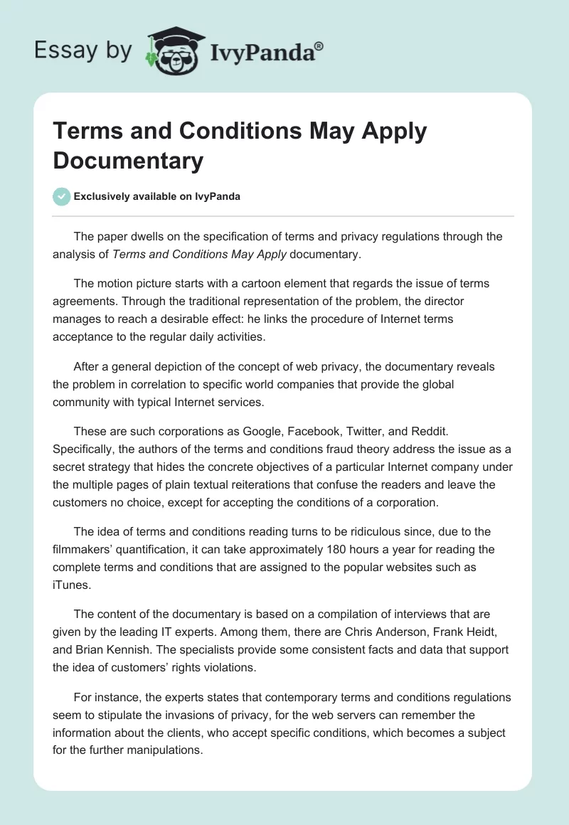 Terms and Conditions May Apply Documentary. Page 1