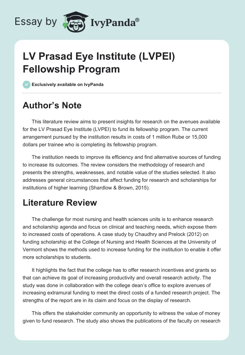 LV Prasad Eye Institute (LVPEI) Fellowship Program. Page 1
