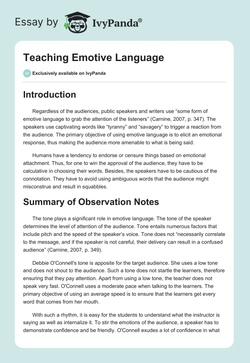 Teaching Emotive Language. Page 1