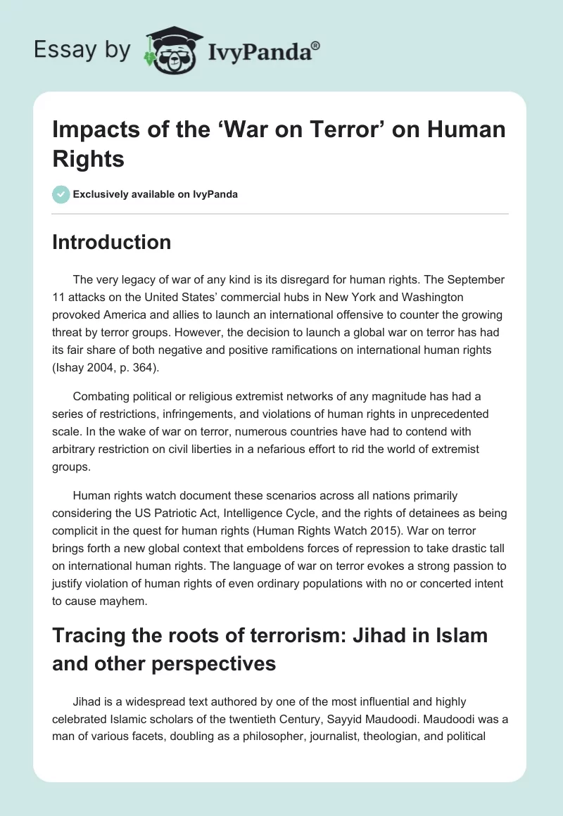 Impacts of the ‘War on Terror’ on Human Rights. Page 1