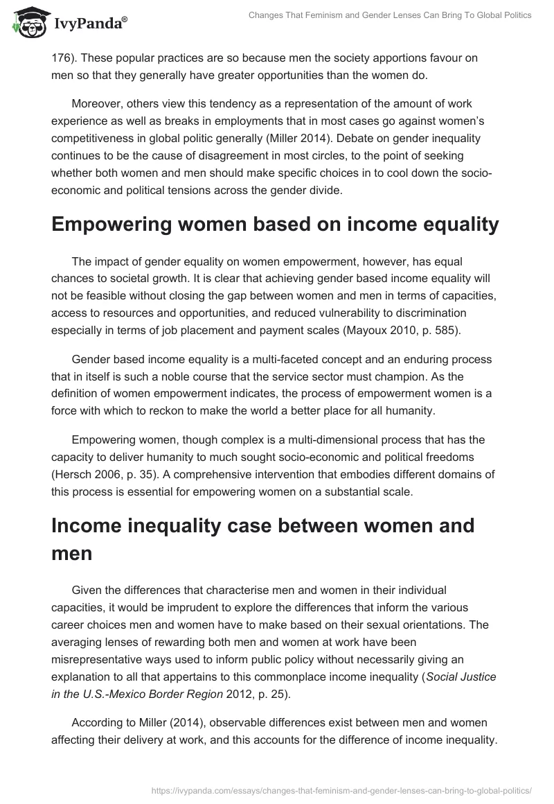 Changes That Feminism and Gender Lenses Can Bring To Global Politics. Page 5