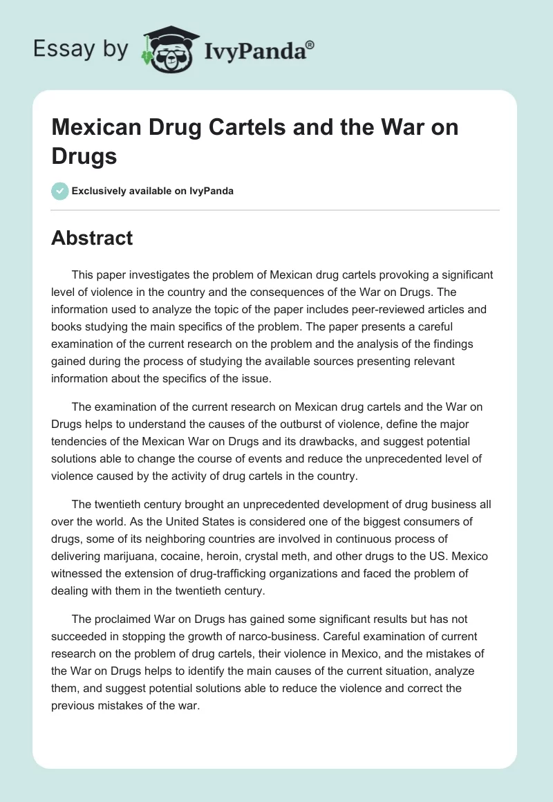 Mexican Drug Cartels and the War on Drugs. Page 1