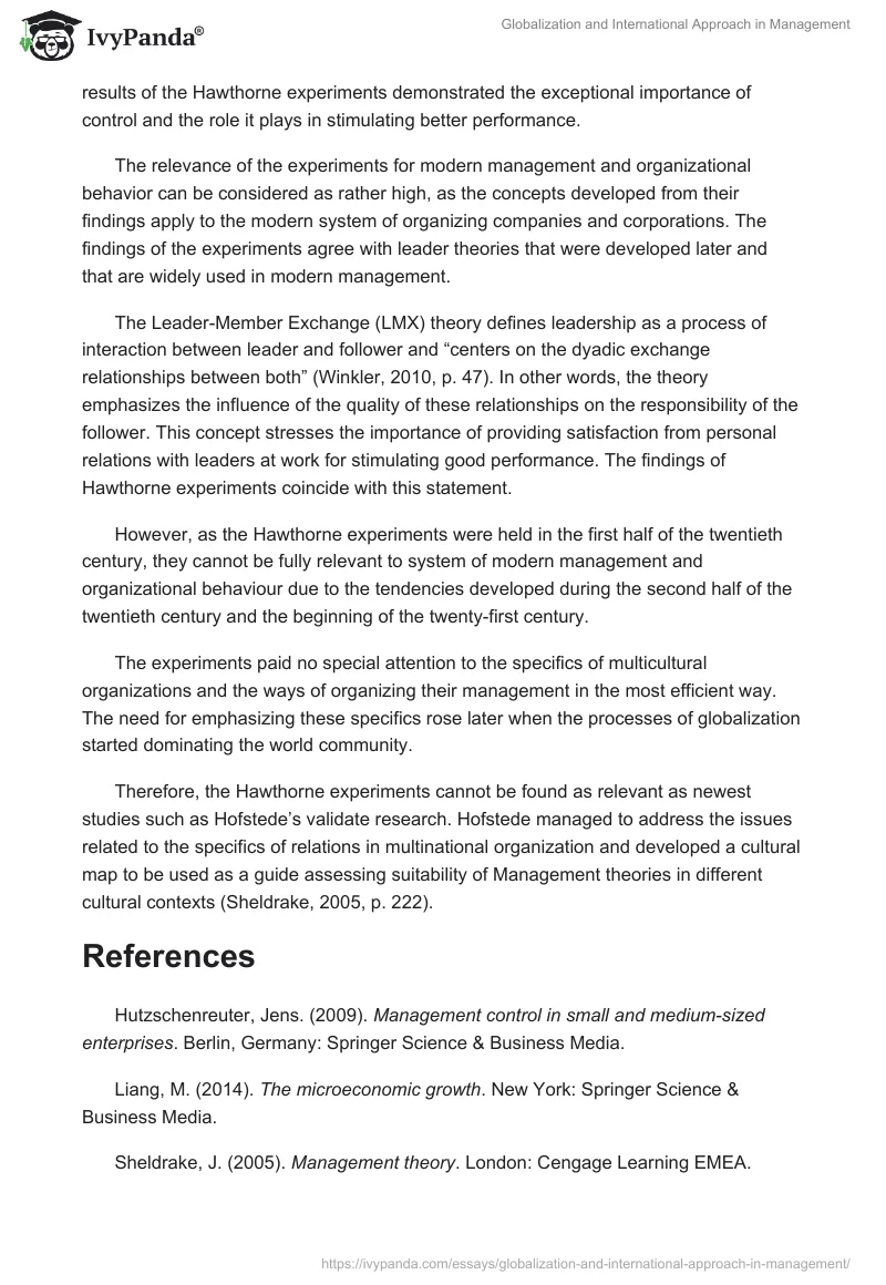 Globalization and International Approach in Management. Page 2