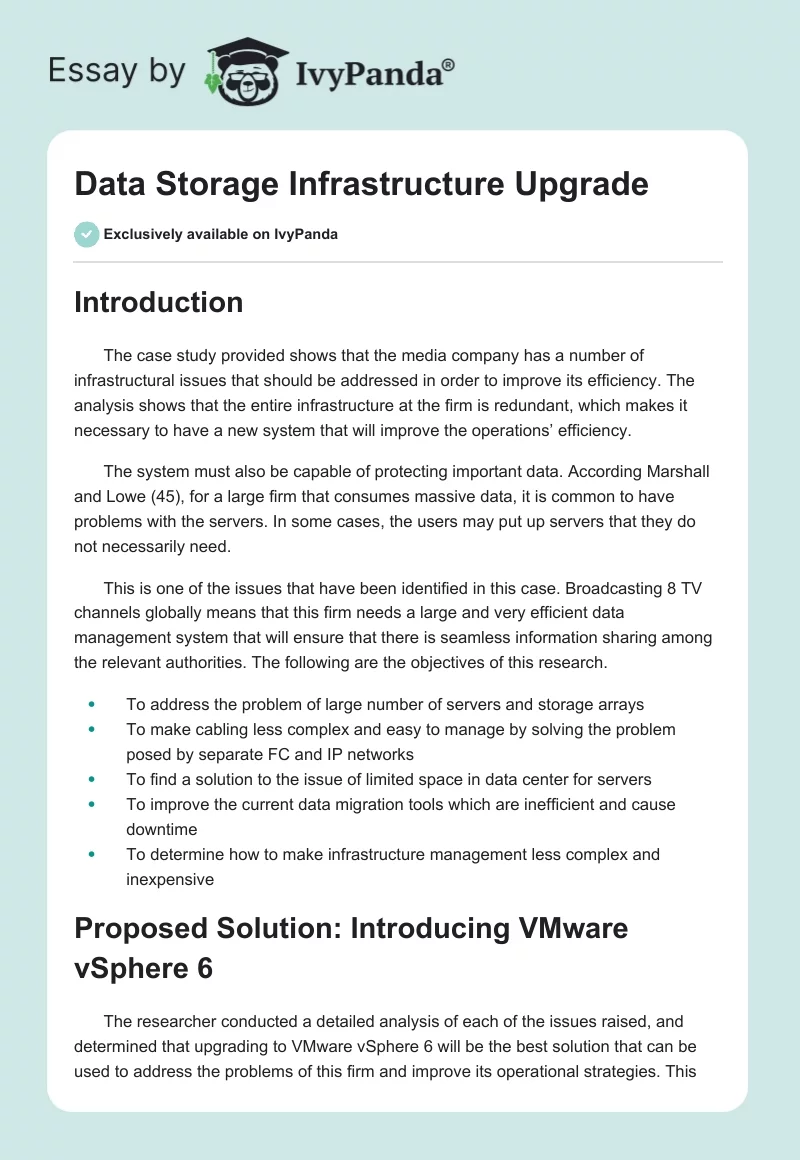 Data Storage Infrastructure Upgrade. Page 1