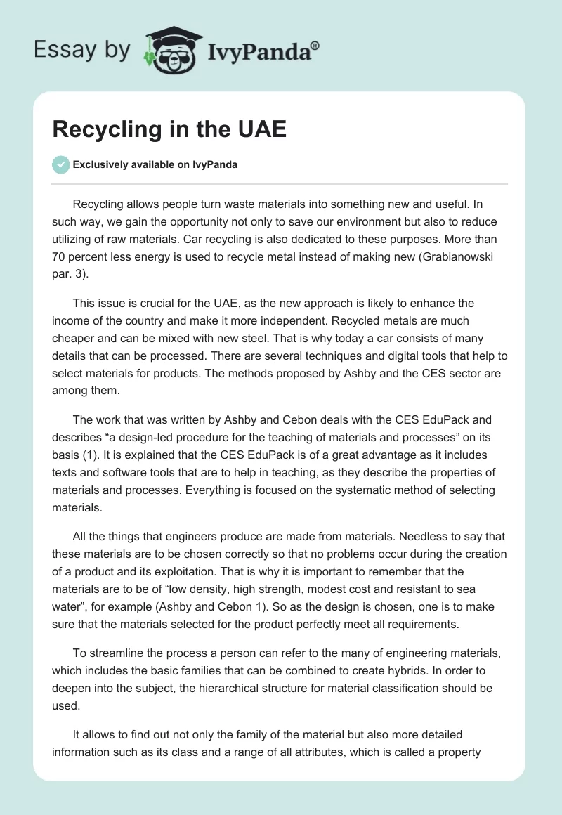 Recycling in the UAE. Page 1