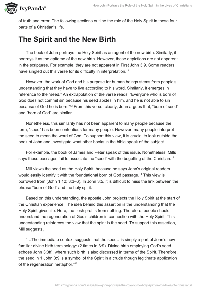 How John Portrays the Role of the Holy Spirit in the Lives of Chnristians. Page 4