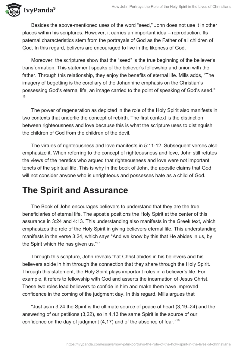 How John Portrays the Role of the Holy Spirit in the Lives of Chnristians. Page 5
