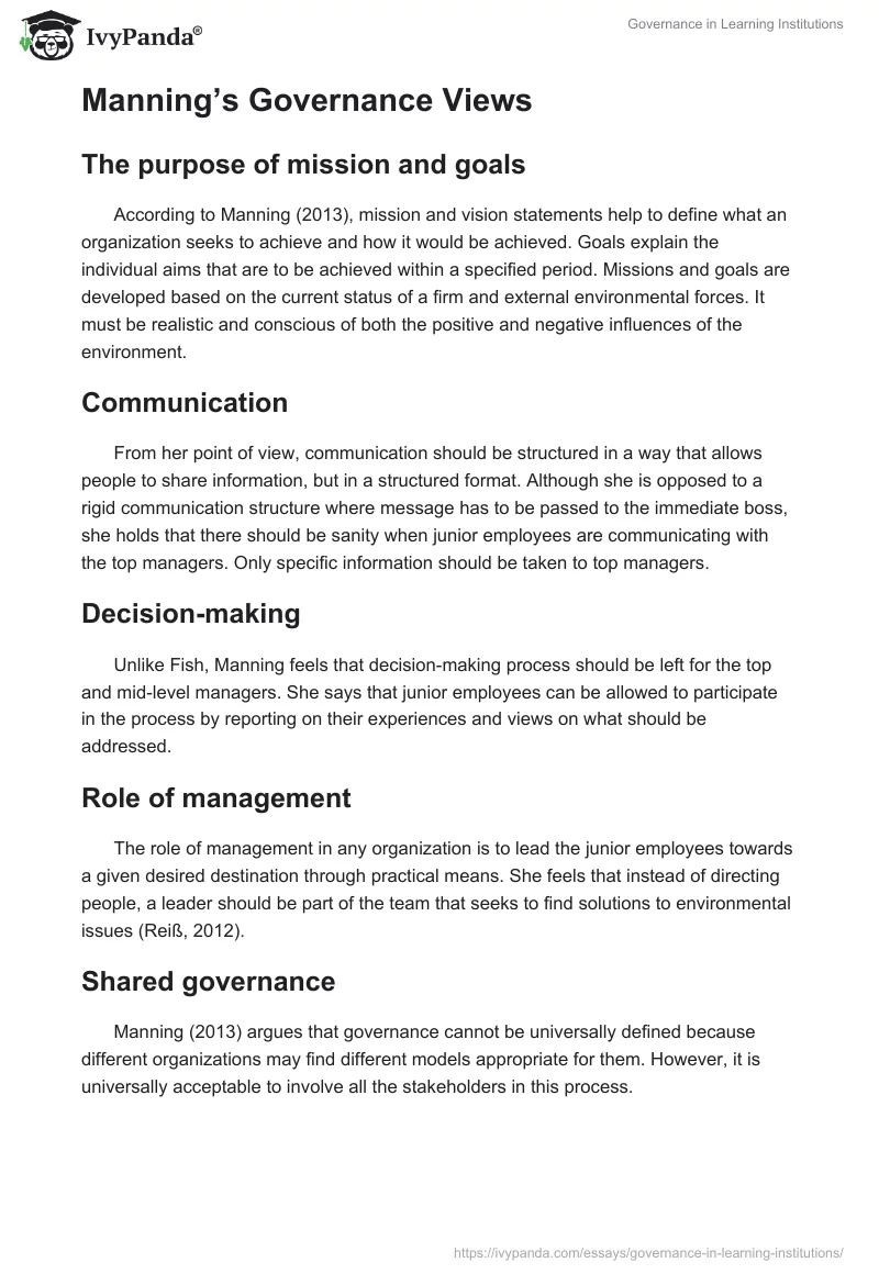 Governance in Learning Institutions. Page 3