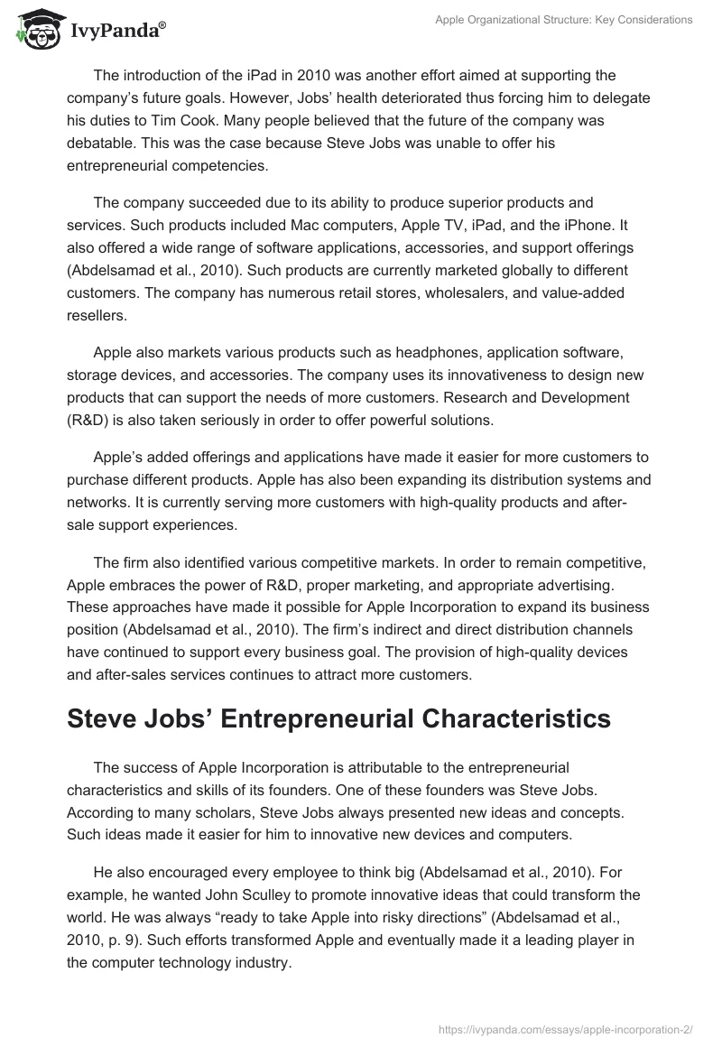 Apple Organizational Structure: Key Considerations. Page 2