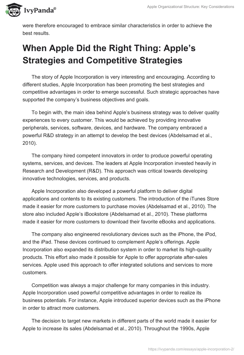 Apple Organizational Structure: Key Considerations. Page 4