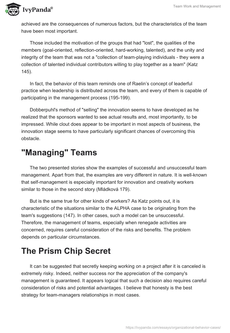 Team Work and Management. Page 2