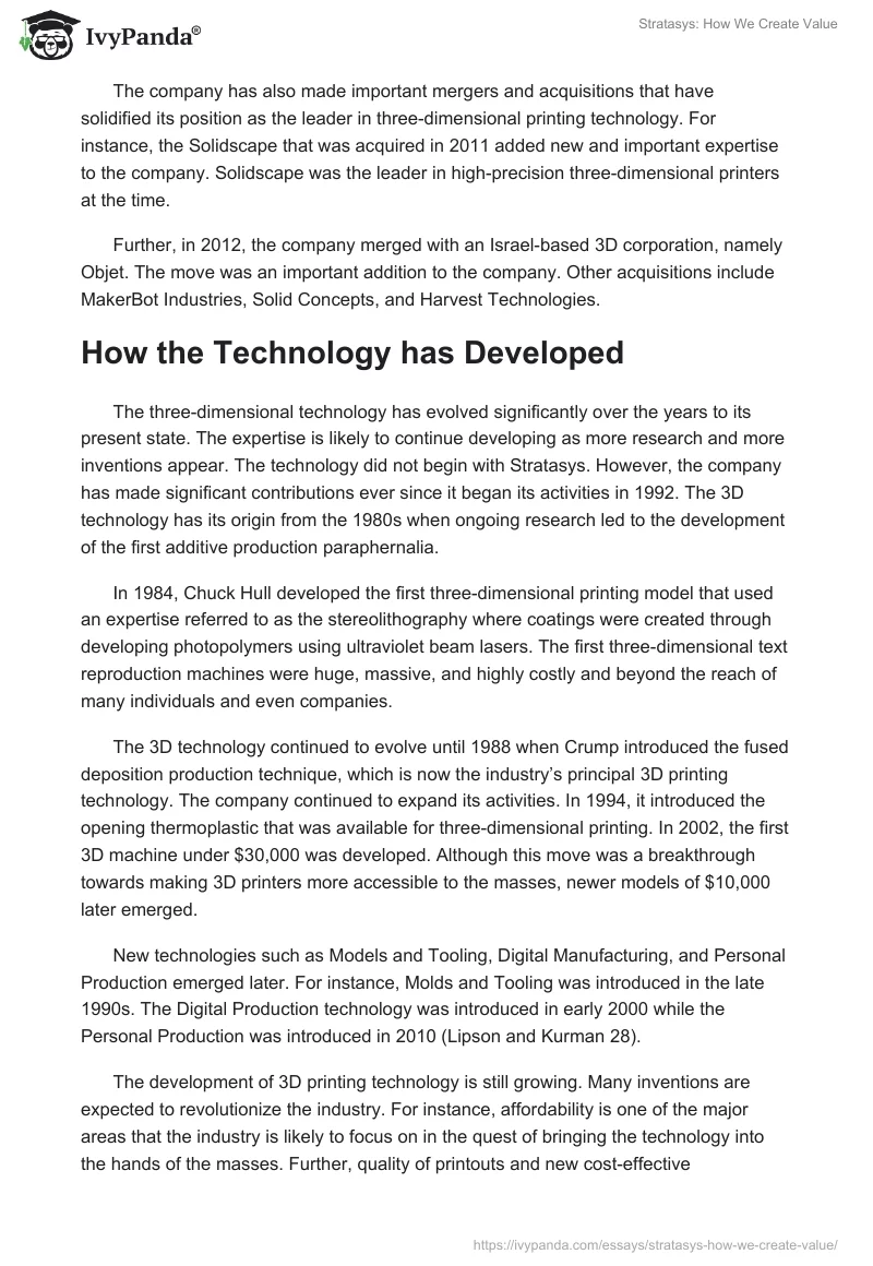 Stratasys: How We Create Value. Page 2