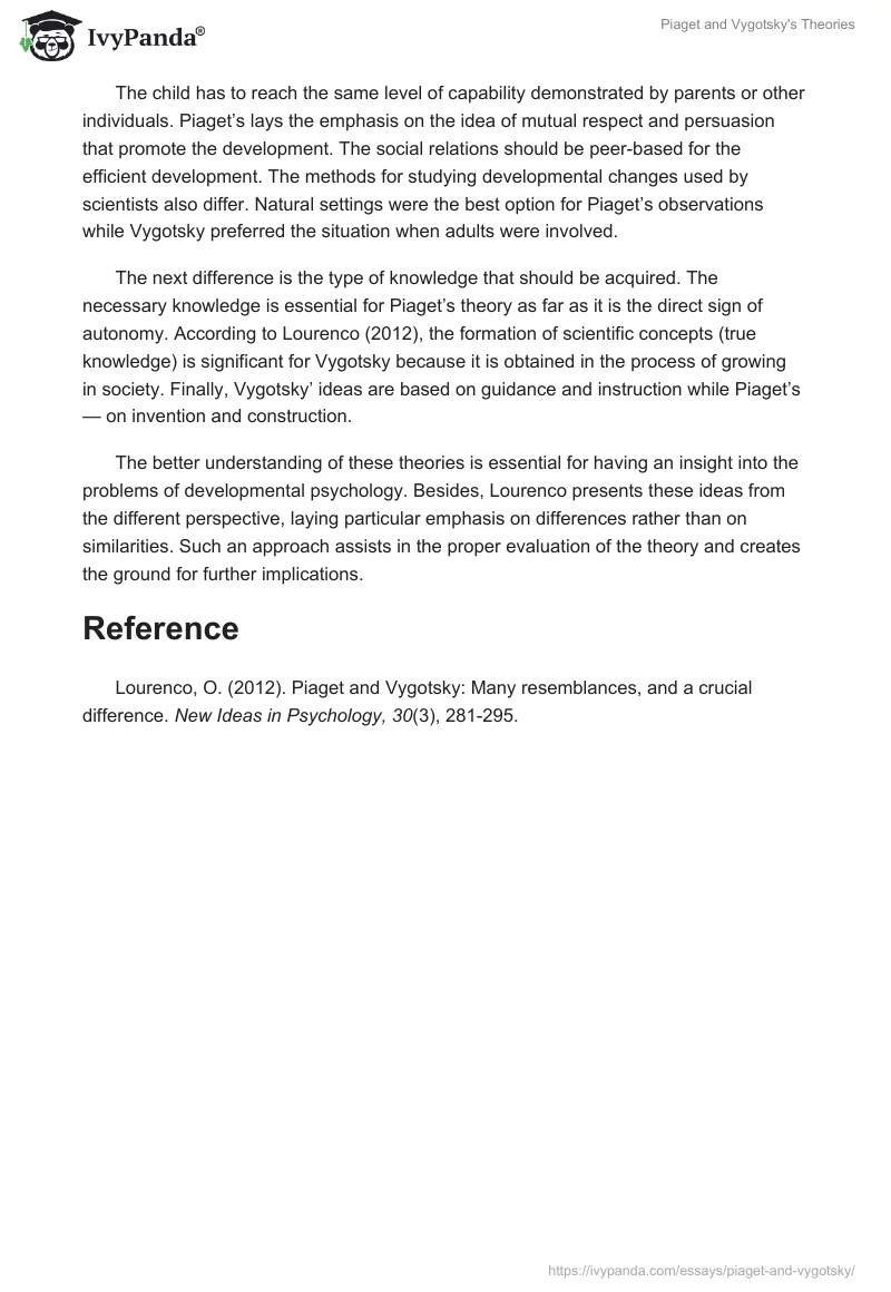 Piaget and Vygotsky's Theories. Page 3
