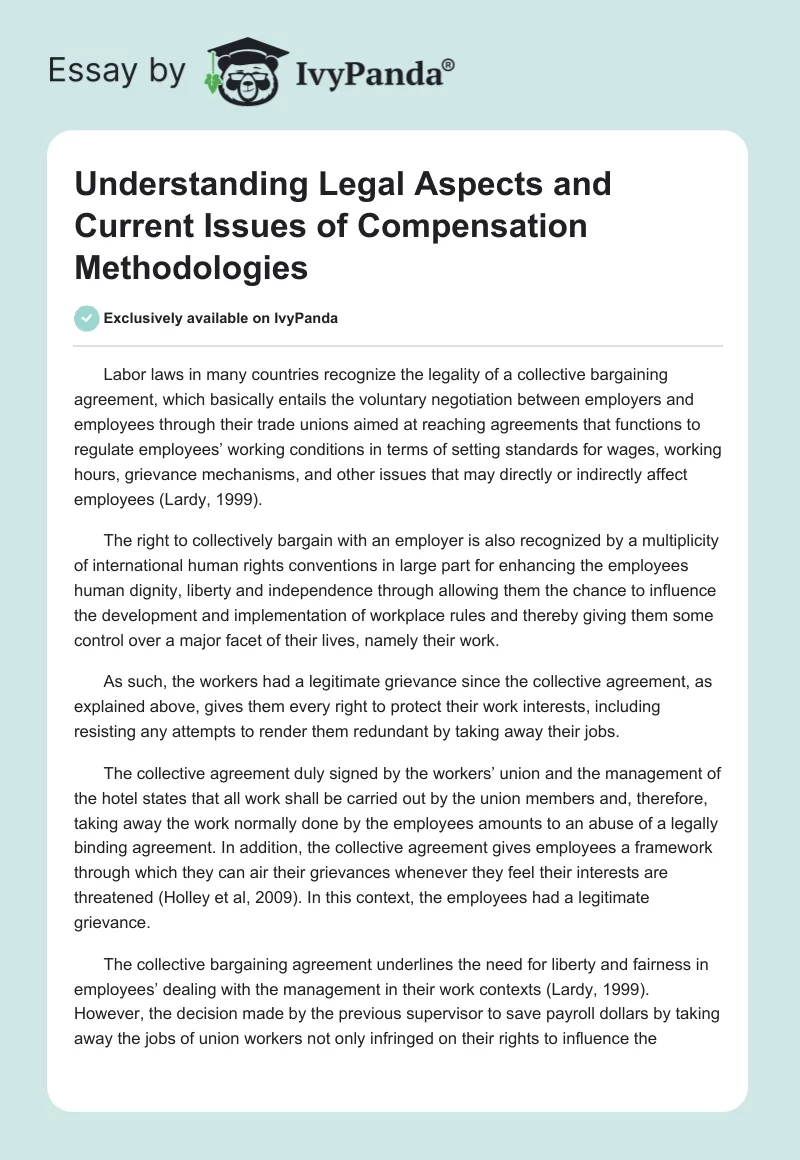 Understanding Legal Aspects and Current Issues of Compensation Methodologies. Page 1