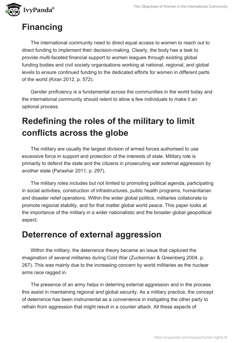 The Objectives of Women in the International Community. Page 4
