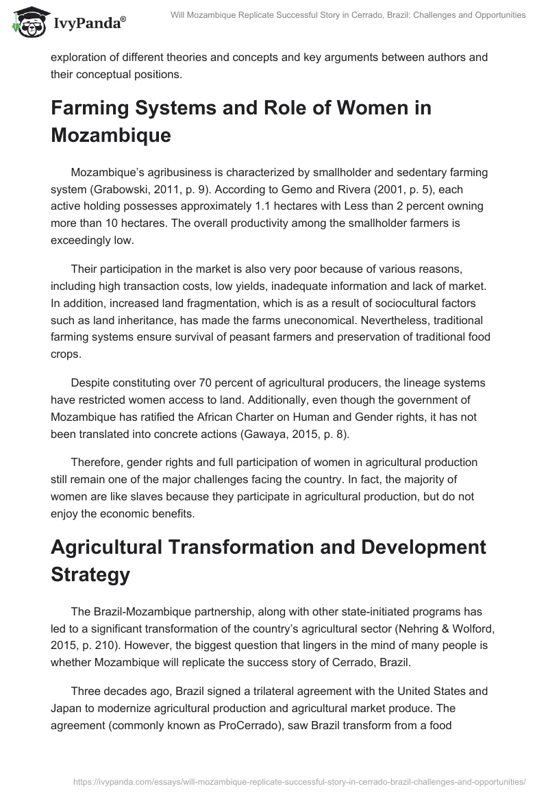 Will Mozambique Replicate Successful Story in Cerrado, Brazil: Challenges and Opportunities. Page 2