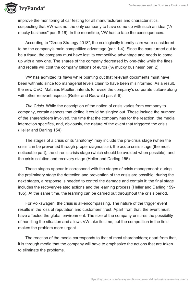 Volkswagen and the Business Environment. Page 2