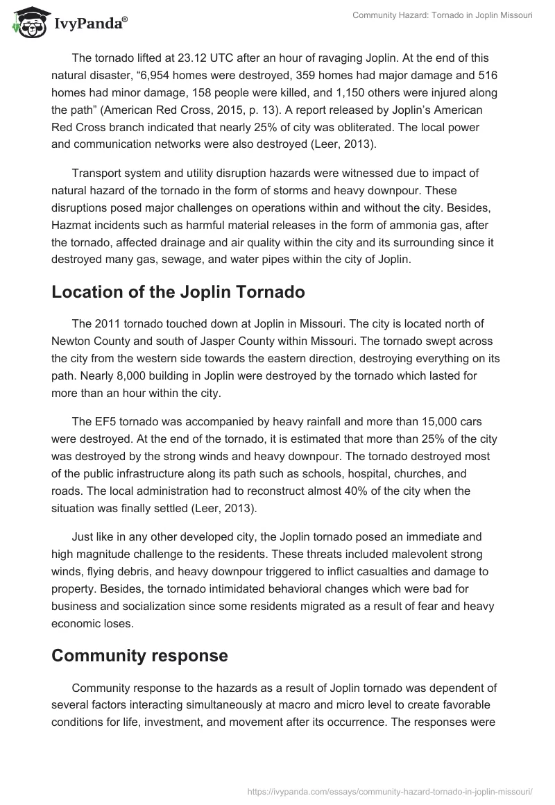 Community Hazard: Tornado in Joplin Missouri. Page 2