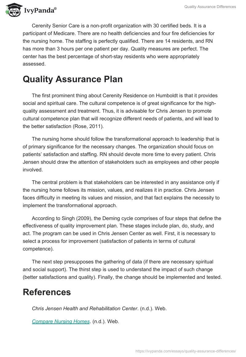 Quality Assurance Differences. Page 2