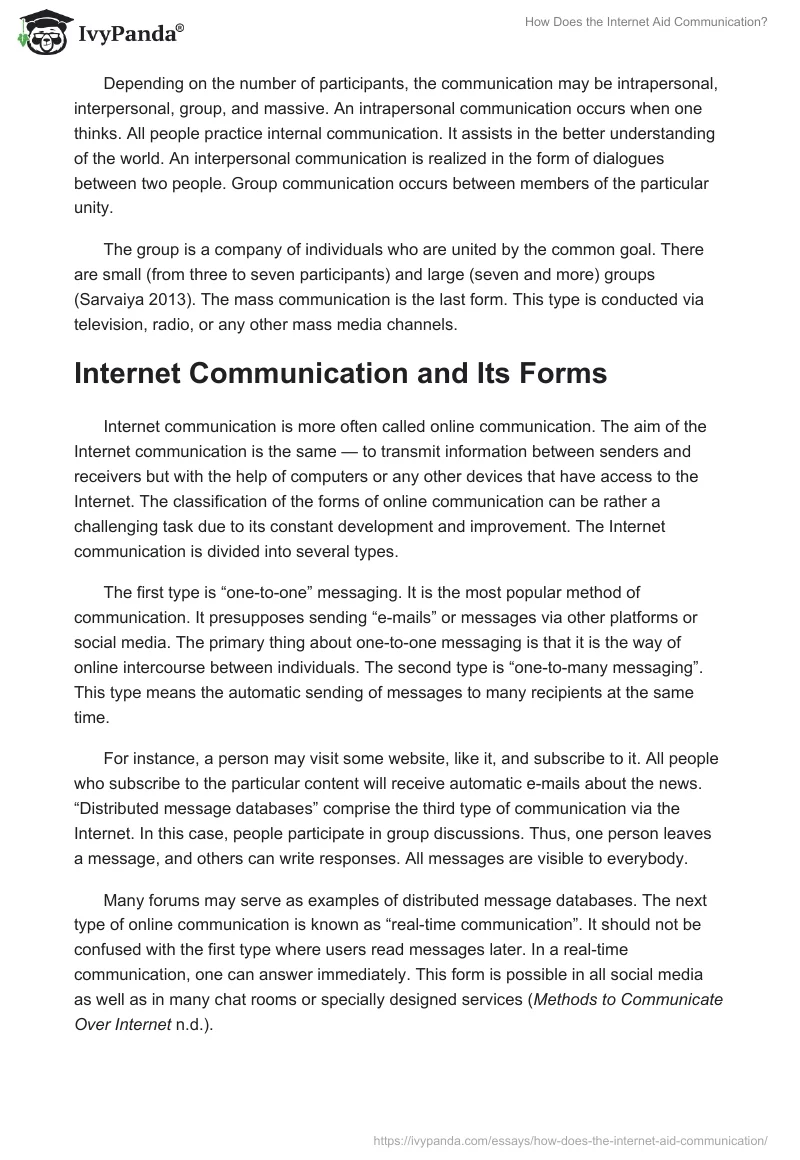 How Does the Internet Aid Communication?. Page 2