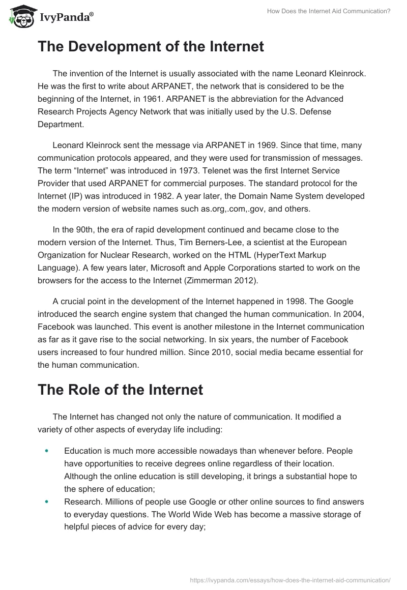 How Does the Internet Aid Communication?. Page 4