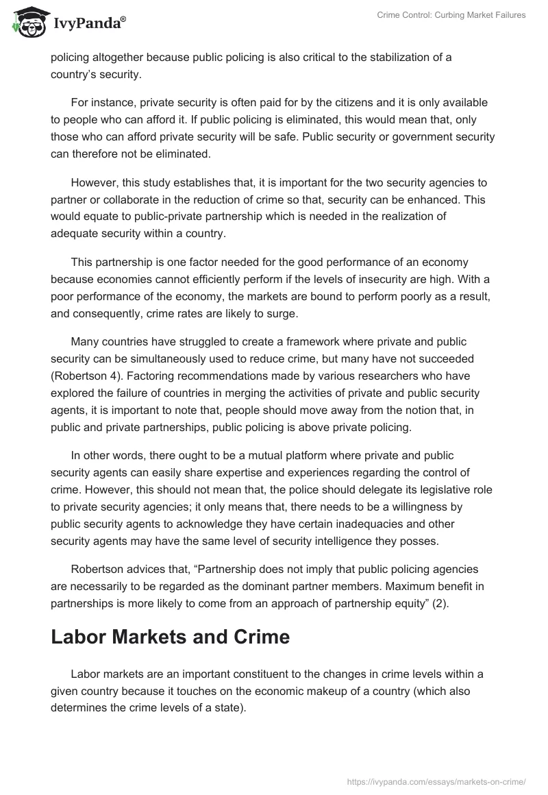 Crime Control: Curbing Market Failures. Page 5