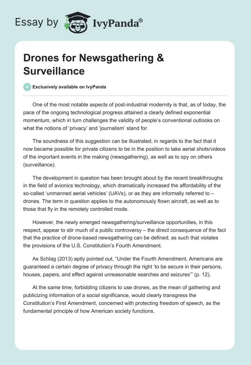 Drones for Newsgathering & Surveillance. Page 1