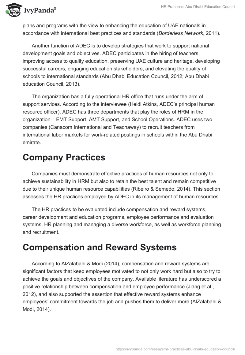 HR Practices: Abu Dhabi Education Council. Page 3