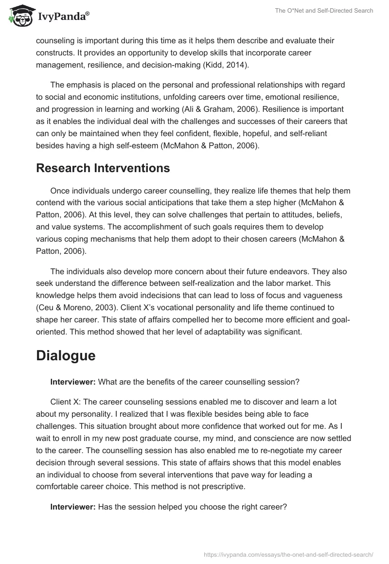 The O*Net and Self-Directed Search. Page 5